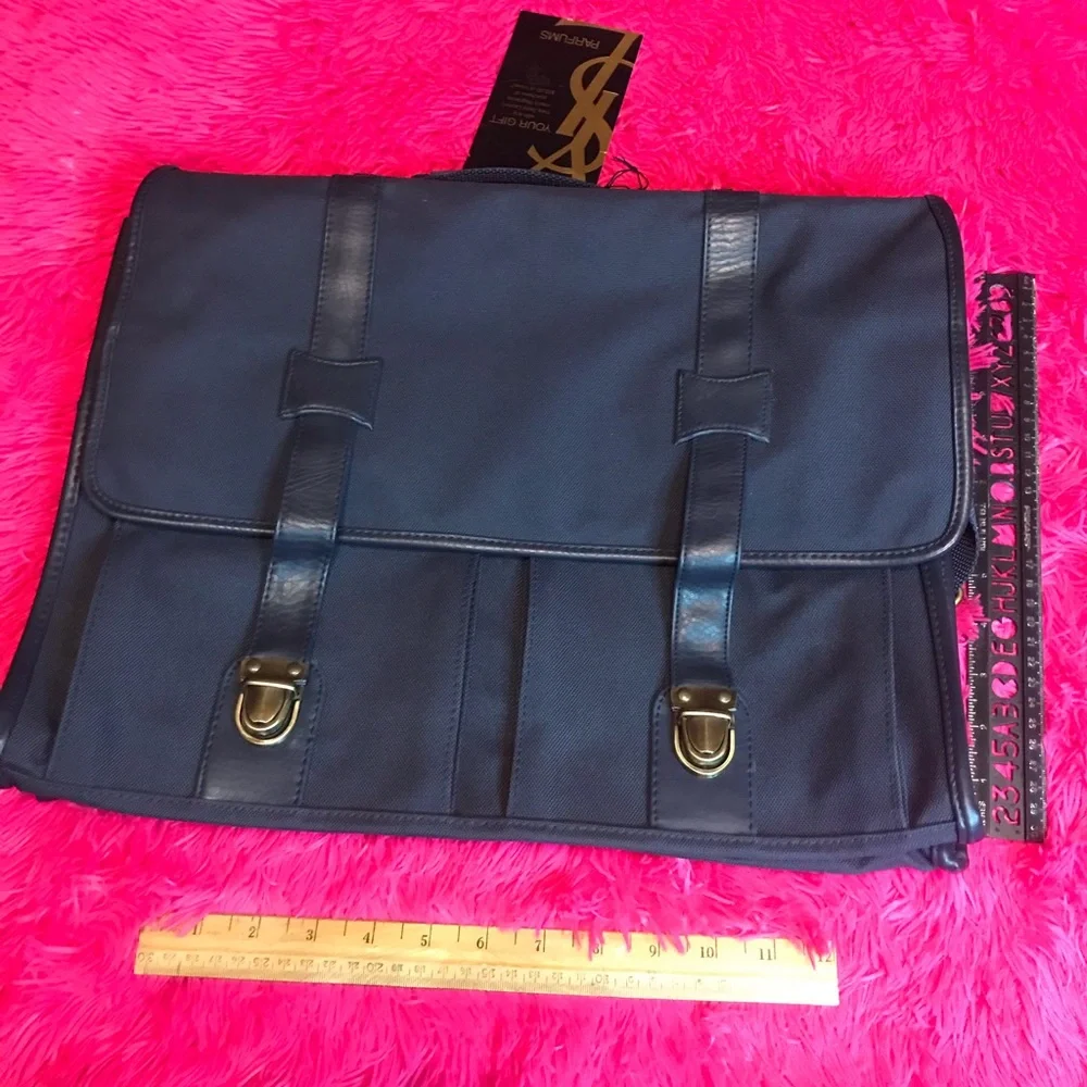 Yves Saint Laurent Black Messenger Bag with Gold Hardware